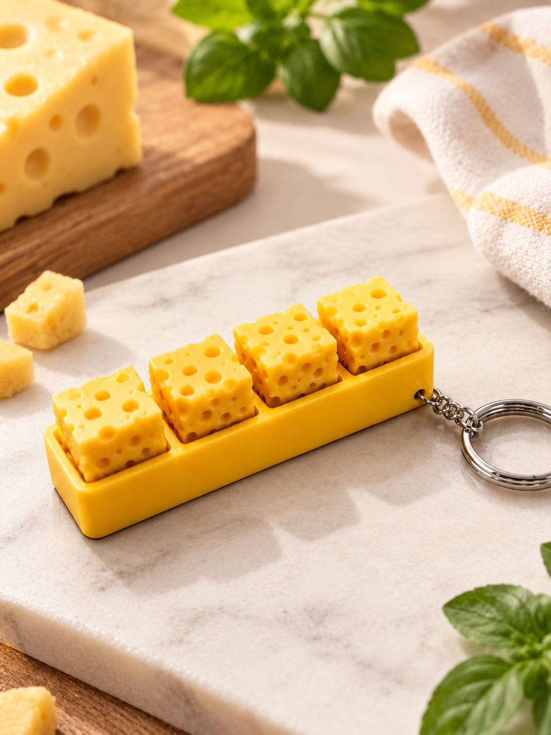 Żółty kliker ser 4x brelok do kluczy 3D