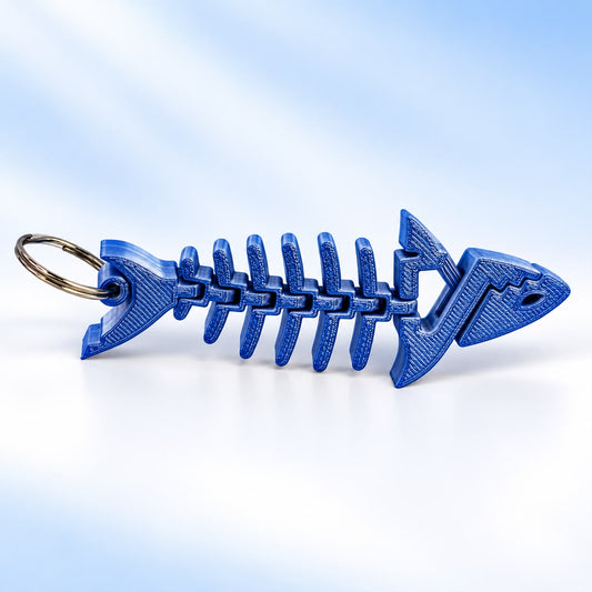 Brelok szkielet ryby 3D – niebieski