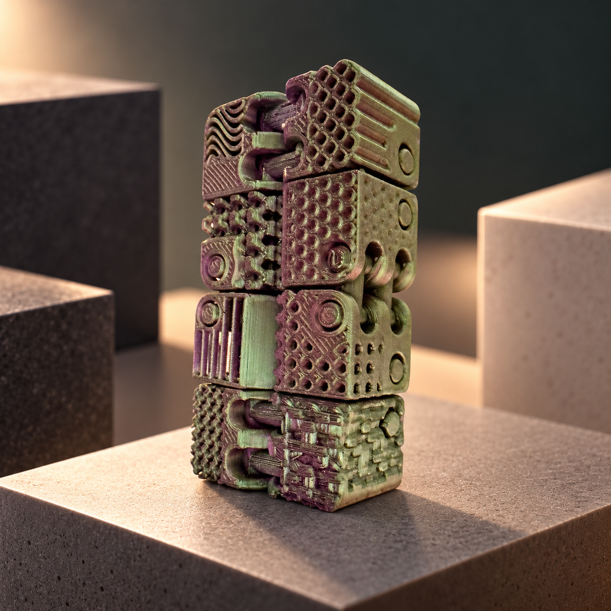 Fidget sensoryczny 3D – 4 ruchome kostki, multikolor